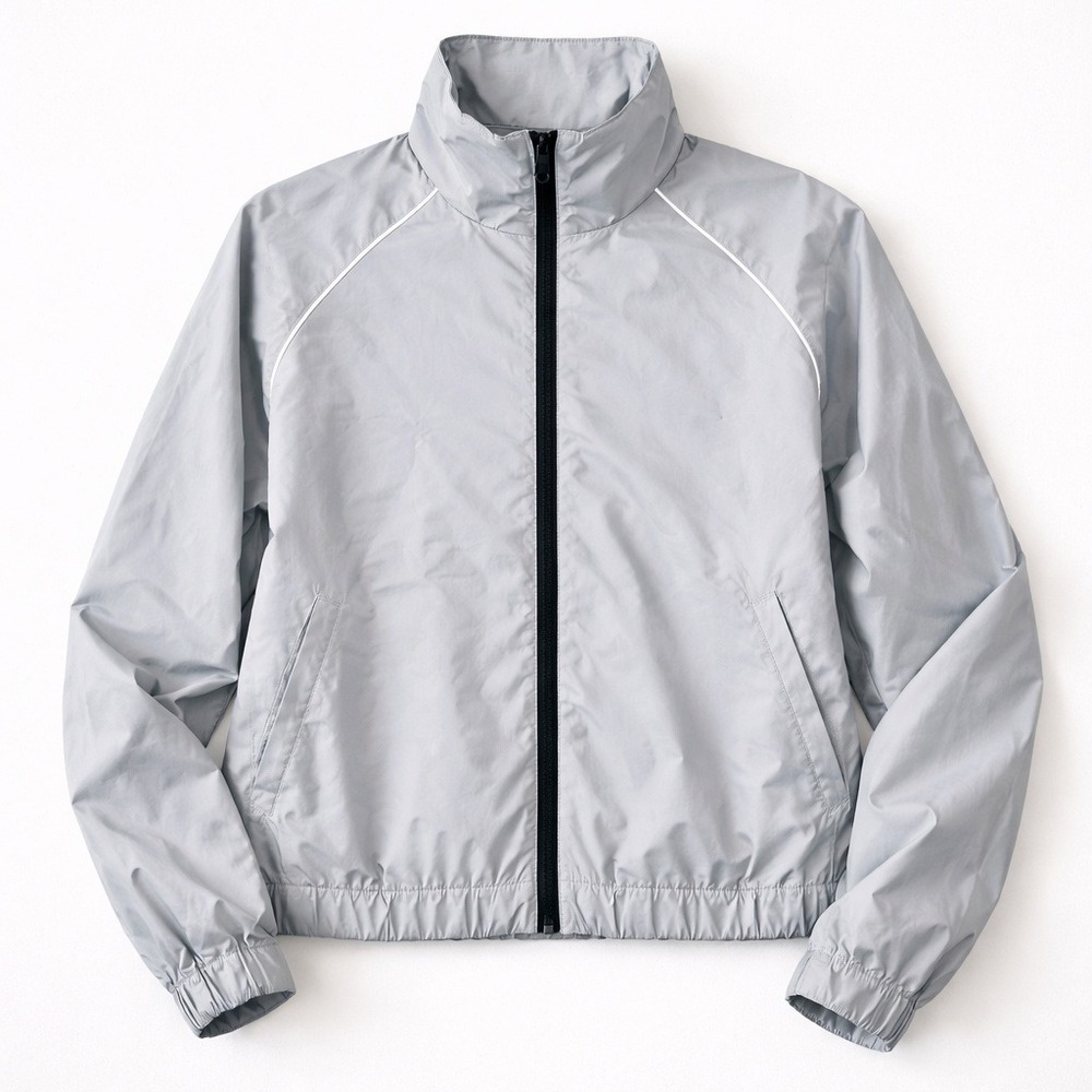 Silver Reflective Casual Jacket Lightweight Zip Cropped‎ Active NWT Running